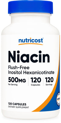 Thumbnail for Nutricost Niacin (Flush-Free) Inositol Hexanicotinate 500mg, 120 Capsules, Vitamin B3