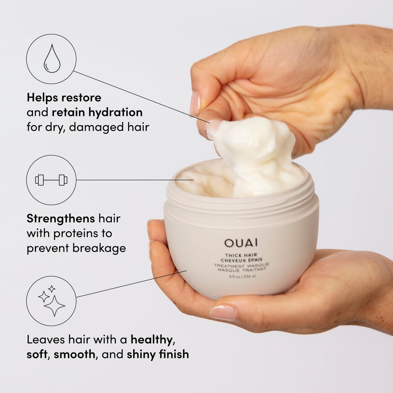 OUAI Travel Kit - Includes Travel Size Leave In Conditioner, Detox Shampoo, Thick Hair Mask, Scalp & Body Scrub - Travel Size Stocking Stuffers for Women (4 Count)