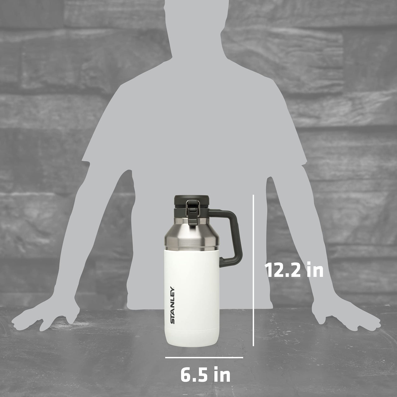 Stanley GO Growler 64 oz | Keeps Beer Cold or Coffee Hot | Leakproof Steel Lined Lid and Easy to Carry Handle | Insulated Stainless Steel Beverage Container | BPA-Free | Polar