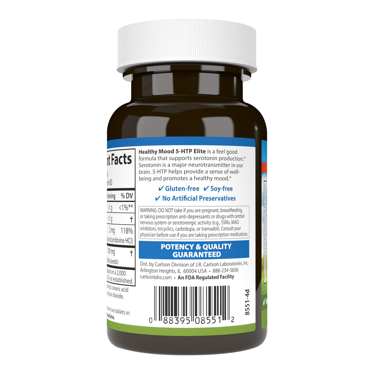 Carlson - Healthy Mood 5-HTP Elite, 100 mg, Serotonin Production, Healthy Mood & Promotes Relaxation, Natural Raspberry Flavor, 120 Tablets