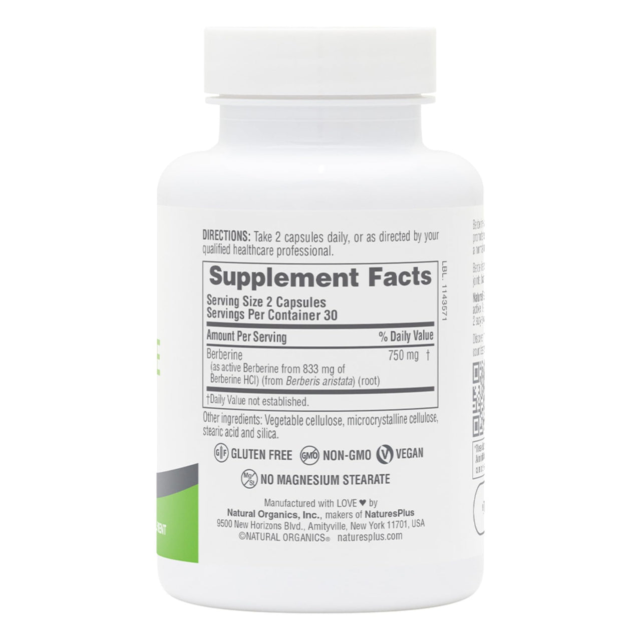 NaturesPlus PRO Berberine 750 mg - 60 Capsules - Supports Healthy Metabolism - Non-GMO, Vegan & Gluten Free - 30 Servings