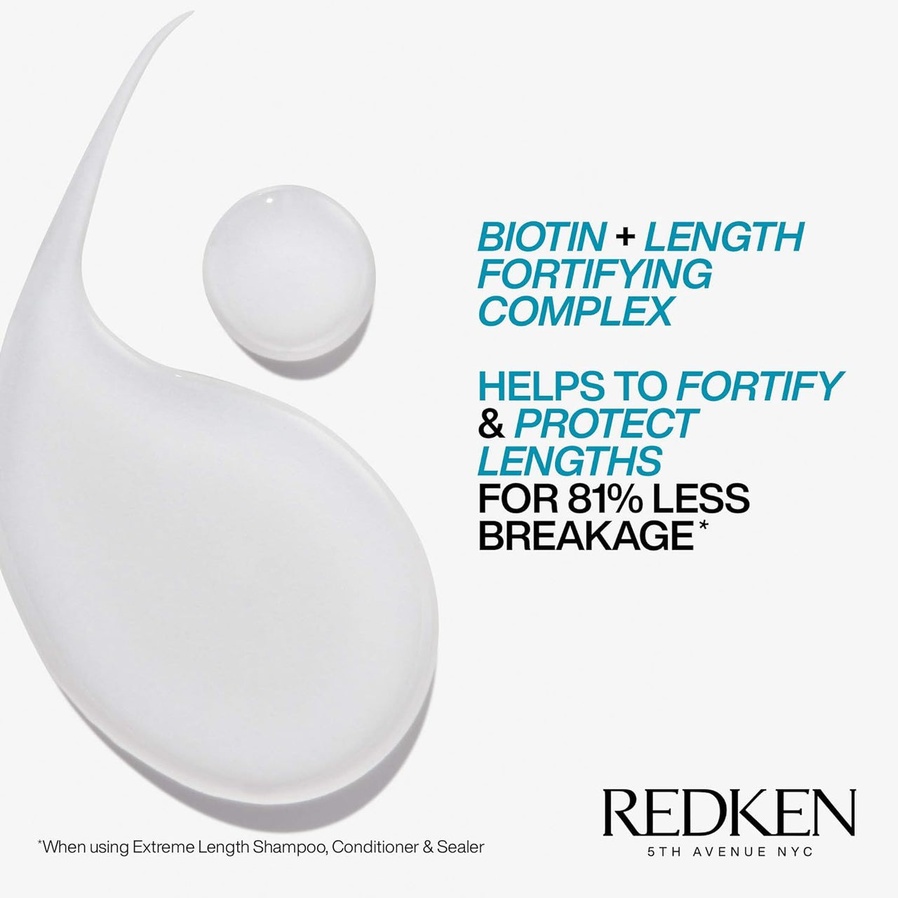 Redken Extreme Length Conditioner For Damaged Hair - Fortifies, Strengthens and Conditions Hair, Infused With Biotin & Castor Oil For Hair Growth, 33.8 Fl Oz