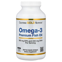 Thumbnail for California Gold Nutrition Premium Fish Oil, Omega-3, 180 mg EPA, 120 mg DHA, Concentrated Triglyceride Form, 240 Fish Gelatin Softgels, 2 Pack