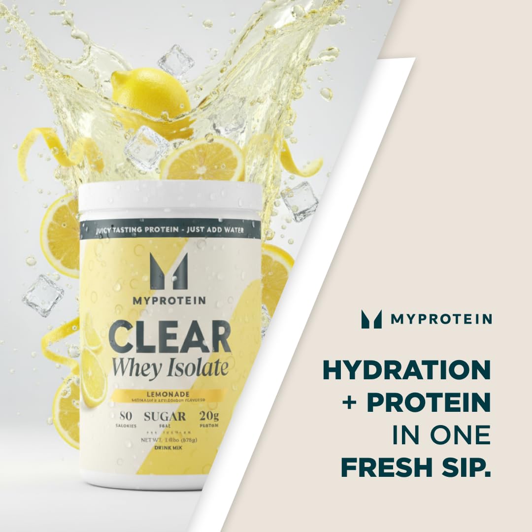 Myprotein Clear Whey Isolate Protein Powder, 35 Servings (1.9lbs) Lemonade, 20g Protein per Serving, Naturally Flavored Drink Mix, Daily Protein Intake for Superior Performance