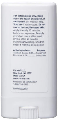 Thumbnail for CeraVe Sunscreen stick spf 50 | 0.47 ounce | mineral sunscreen for kids & adults | fragrance free, 0.47 Ounce