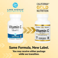 Thumbnail for Lake Avenue Vitamin C, Quali-C, 1,000 mg, 60 Veggie Capsules