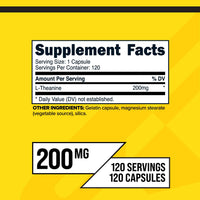 Thumbnail for Primaforce L-Theanine Capsules (120 Capsules, 200mg L-Theanine Per Serving) - Theanine Amino Acid Supplement