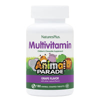 Thumbnail for NaturesPlus Animal Parade Children's Chewable Multivitamin - Grape Flavor - 180 Animal-Shaped Tablets - Promotes Health & Well-Being - Vegetarian, Gluten Free - 90 Servings