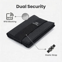 Thumbnail for LIGHT FOLD Ultra Slim Tri-Fold Wallet with RFID Blocking, Lightweight Minimalist Men’s Wallet with Elastic Band, Waterproof Durable Nylon Fabric, Slim Front Pocket Card Holder Fits 12 Cards & Cash