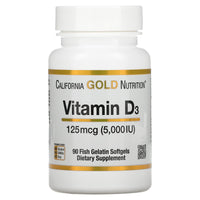 Thumbnail for Vitamin D3 Supplement by California Gold Nutrition - Support for Healthy Bones & Teeth - Immune System Support - Gluten Free, Non-GMO - 125 mcg (5,000 IU) - 2 Pack of 90 Fish Gelatin Softgels Each