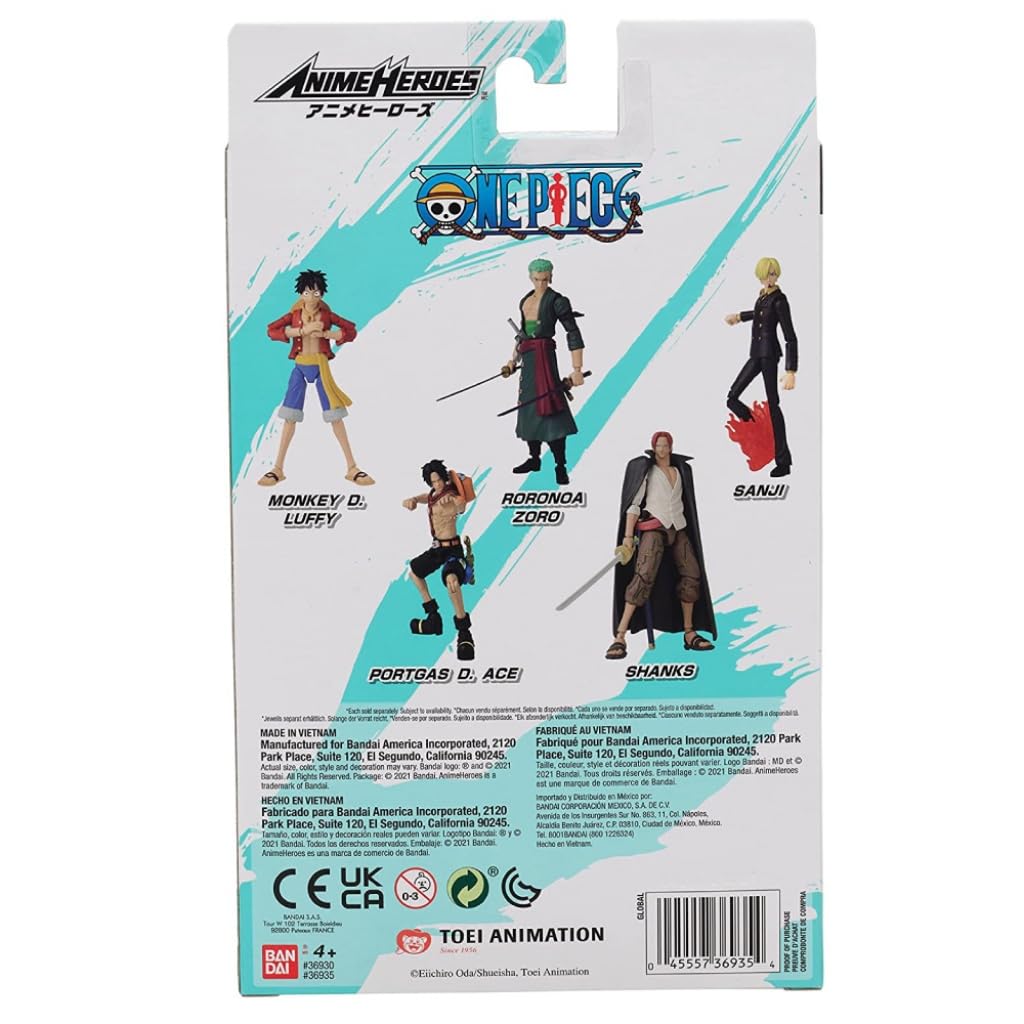 Anime Heroes One Piece Figures Shanks Action Figure, Articulated Shanks Anime Figure with Swappable Arms and Faces, Bandai One Piece Action Figures Pirate Toys Range, 17 cm