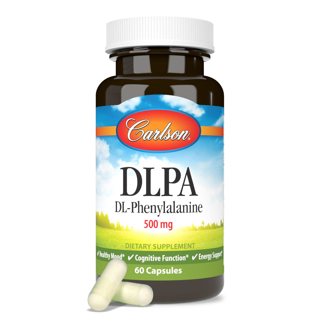 Carlson DLPA DL-Phenylalanine 500 mg Mood, Cognitive & Nervous System Support Supplement - 60 Capsules