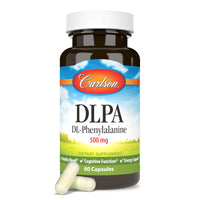 Thumbnail for Carlson DLPA DL-Phenylalanine 500 mg Mood, Cognitive & Nervous System Support Supplement - 60 Capsules
