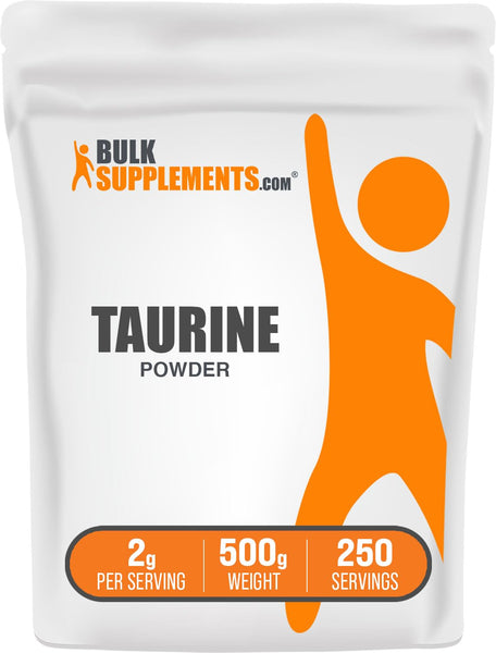 BulkSupplements.com Taurine Powder - Taurine Supplement, Amino Acid Supplement for Energy - Unflavored & Gluten Free, 2g per Serving, 500g (1.1 lbs) (Pack of 1)