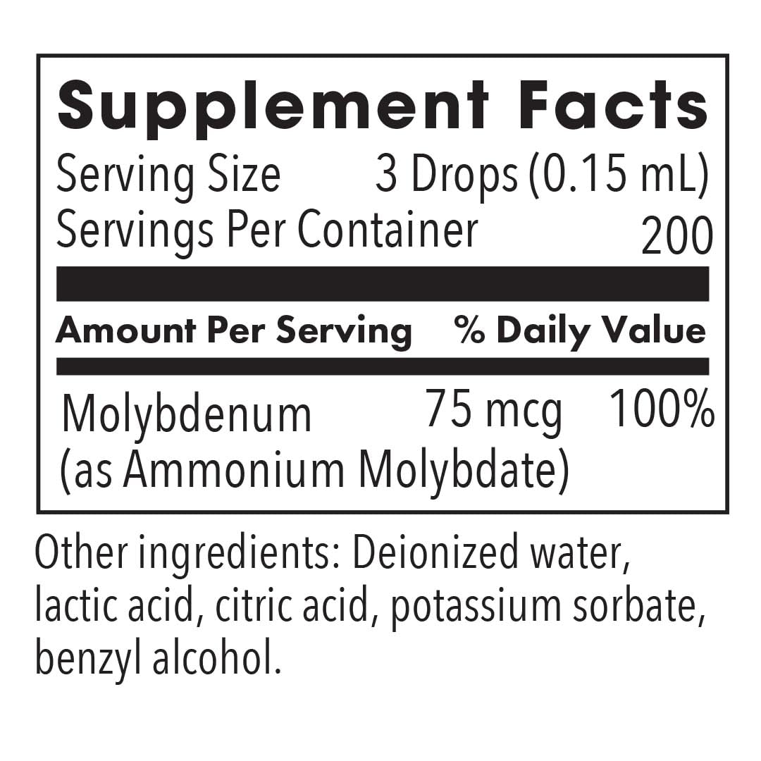Allergy Research Group Liquid Molybdenum Supplement - Sulfur Metabolism Support, Detox, Uric Acid, Trace Minerals, 25mcg Liquid Drops - 1 Fl Oz
