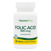 Thumbnail for NaturesPlus Folic Acid (Methylfolate) - 800 mcg - 90 Tablets - Supports Immune & Prenatal Health - Gluten Free, Vegetarian, Allergen Free - 90 Servings