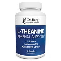 Thumbnail for Dr. Berg 200 mg L-Theanine Adrenal Support - 90 Capsules with Ashwagandha & L-Tyrosine, Zinc & Manganese - Advanced 9-in-1 Adaptogen & Mineral Formula - No Fillers*