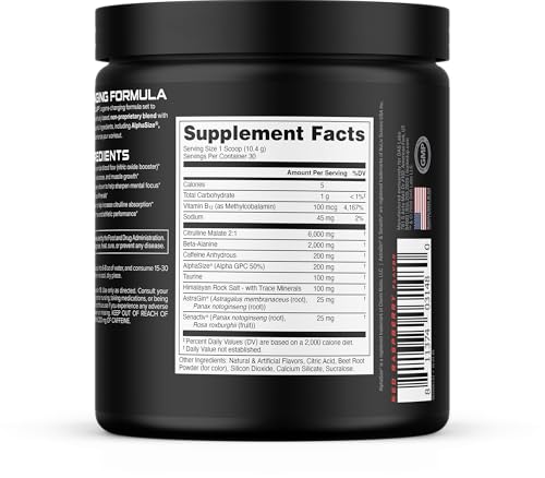 Image 4 of Bucked Up Pre Workout 6 Grams Citrulline, 2 Grams Beta Alanine, and 3 Other Registered trademarked Ingredients (Red Raz)