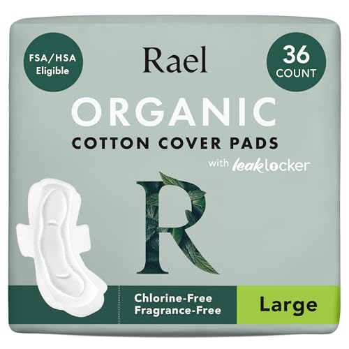 Image 1 of Default Title for the product Rael Organic Cotton Cover Sanitary Pads for Women, Heavy (Large, 36 Ct)