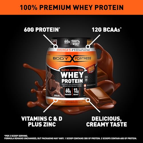 Image 2 of Body Fortress Super Advanced Whey Protein, Chocolate, 1.78 lbs