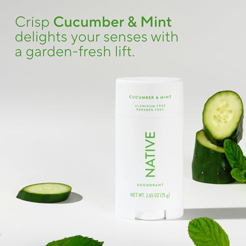 Image 4 of Native Deodorant Contains Naturally Derived Ingredients, 72 Hour Odor Control, Deodorant for Women and Men, Aluminum Free, Cucumber & Mint 2.65oz