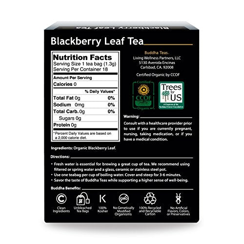 Image 2 of Buddha Teas Organic Blackberry Leaf Tea - Herbal Tea, Caffeine Free