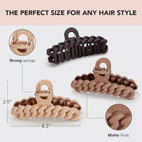 Thumbnail for Image 2 of Kitsch Large Chain Link Hair Claw Clip - Neutral, 3pcs