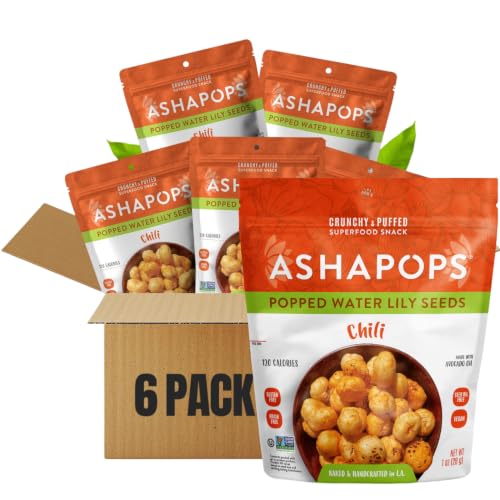 Image 1 of Default Title for the product AshaPops Popped Water Lily Seeds, Chili, 1 oz Bags, Pack of 6