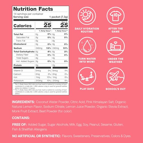 Image 2 of Cure Hydration Electrolyte Drink Powder Pink Lemonade 14 Packets