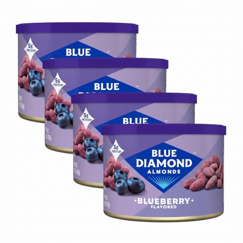 Image 1 of Default Title for the product Blue Diamond Almonds Classic Blueberry Flavored Sweet Snack Nuts 6oz Can Pack of 4