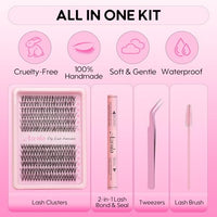 Thumbnail for Image 5 of Azenlo Lash Clusters Kit, 240pcs DIY Lash Extensions Kit, 30D+40D Thin Band Lash Clusters, 10-16mm Soft Natural Volume Lashes for Beginners