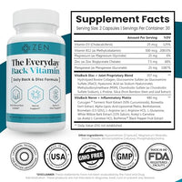 Thumbnail for Image 2 of Zen Nutrients The Everyday Back Vitamin for Lower Back Relief & Nerve Function Support Supplement - Back, Disc and Nerve Relief with Alpha Lipoic Acid, Turmeric & Glucosamine (60 Capsules)