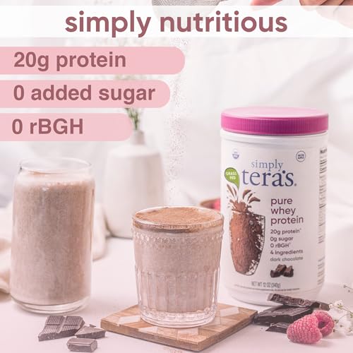 Image 4 of simply tera's Pure Whey Protein Powder, Dark Chocolate, Clean Label - 24 Oz