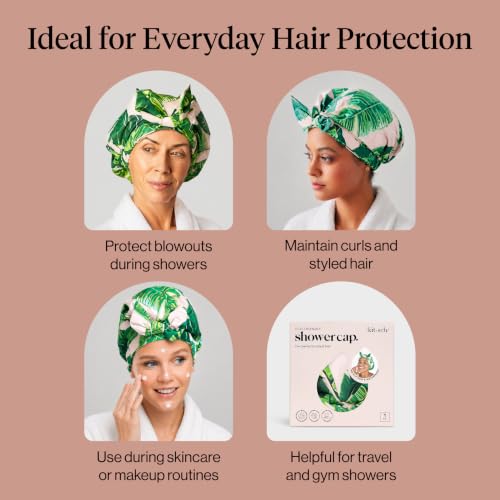 Image 13 of Kitsch Luxury Satin-Lined Flexi Shower Cap for Women
