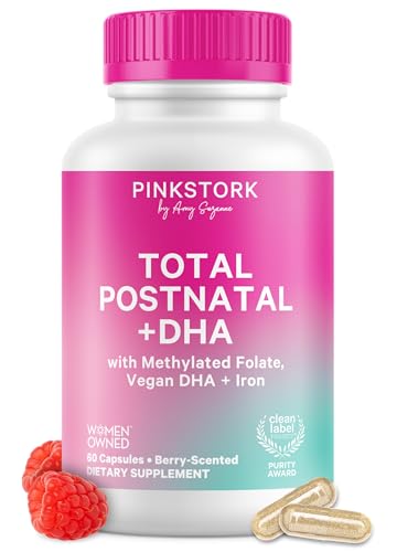 Image 1 of 60 Count (Pack of 1) for the product Pink Stork Total Postnatal + DHA with Iron, 60 Capsules, Berry