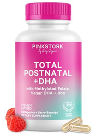 Thumbnail for Image 1 of 60 Count (Pack of 1) for the product Pink Stork Total Postnatal + DHA with Iron, 60 Capsules, Berry