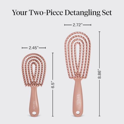 Image 4 of Kitsch Flexi Flow Duo Detangler Brush, Hair Brushes For Women - Terracotta