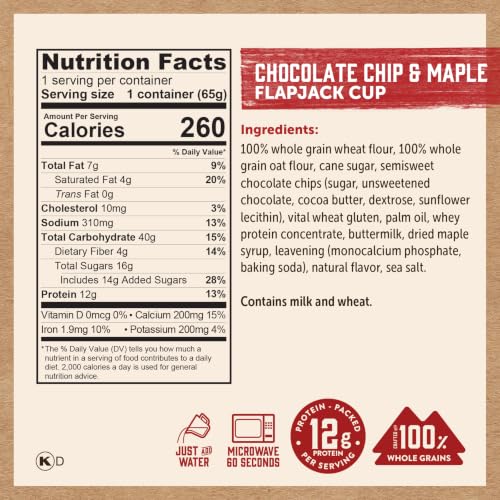 Image 2 of KODIAK CAKES Pancake On The Go, Chocolate Chip & Maple, 2.29 Oz (Pack Of 12)