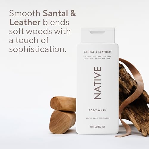 Image 5 of Native Clean Body Wash for Women & Men, Santal & Leather Scent, 18 fl oz