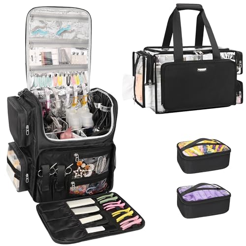 Image 4 of Black with Large Clear Bag for the product Relavel Hair Tools Travel Bag