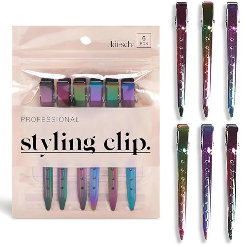 Image 1 of Default Title for the product Kitsch Professional Alligator Clips for Hair Styling - Iridescent, 6 Pcs