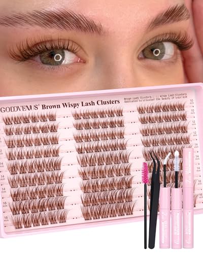 Image 9 of Z-brown natural clusters kit for the product Goddvenus Eyelash Extensions Wispy Natural DIY C Curl Individual Lashes Clusters
