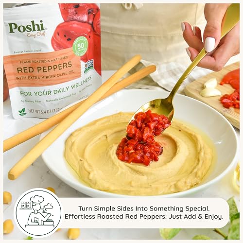 Image 6 of Poshi Fire-Roasted Red Peppers, Extra Virgin Olive Oil, 5.4 oz (Pack of 6)