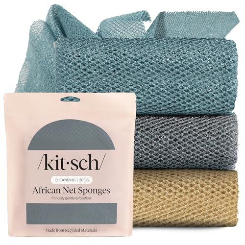 Image 3 of Aqua Grey for the product Kitsch African Net Sponge Exfoliating Body Scrubber