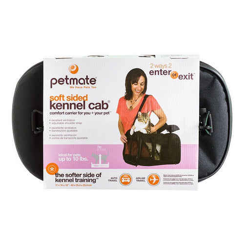 Soft Sided Kennel Cab Pet Carrier - Black Medium - 17"L x 10"W x 10"H (Up to 10 lbs) by Petmate