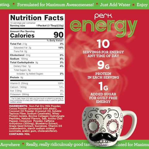 Image 2 of Perk Energy Drink Mix (Mexican Hot Chocolate) 10 Stick Packs, Gluten-Free