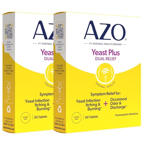 Image 1 of Default Title for the product AZO Yeast Plus Dual Yeast Infection Pills Symptom Relief for Women, 60 Count (Pack of 24)