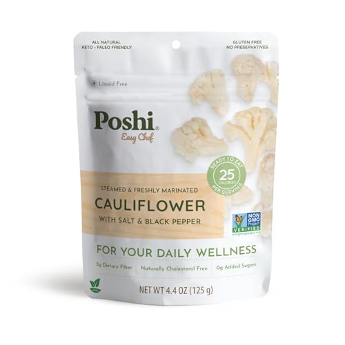 Image 1 of Default Title for the product Poshi Marinated Cauliflower Florets Salt & Pepper 6-Pack 4.4 oz