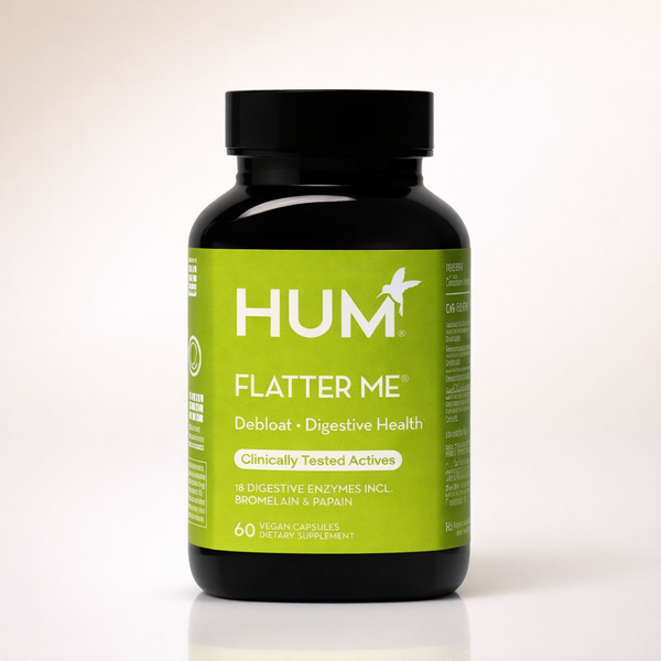 HUM Flatter Me Digestive Enzymes for Women & Men, Digestive Health Bloating Supplement with Ginger & Peppermint Leaf, Fast Acting Anti Bloat Pills Multi Enzyme for Debloating, Vegan, 60 Capsules