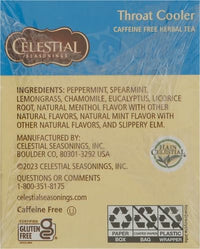 Thumbnail for Image 2 of Celestial Seasonings Throat Cooler Herbal Tea, Caffeine Free, 16 Tea Bags Box (Pack of 2)